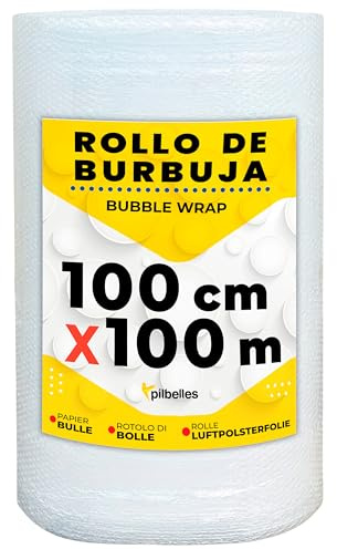 MUNTRADE Rouleau de papier bulle Idéal pour l'emballage, le déménagement et la protection 100 cm x 100 m