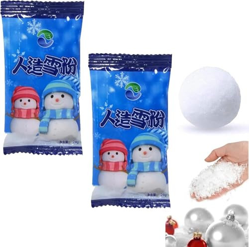 Sofortiges Schneepulver,Feiner Pulverschnee,Fluffiger Kunstschnee,Kunstschnee,Künstliches Flauschiges Schneepulver,Dekoschnee Simulation Schnee für Winter Weihnachten Party Weihnachtsdeko,20g,2pc
