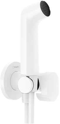 hansgrohe Bidéte handdusch S med 1 vattenbesparande stråltyp (EcoSmart), inklusive avstängningsventil, duschhållare och duschslang 1,25 m, för kallt vatten, matt vit, 29230700