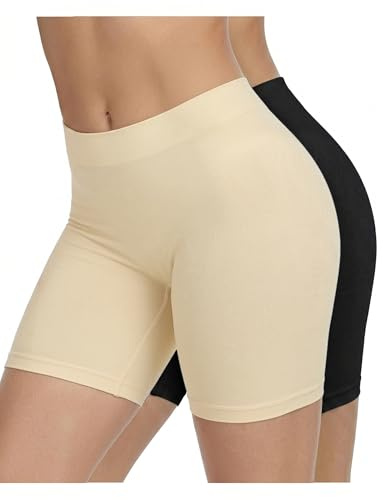 AURUZA Lot de 2 Short Leggings Sport Femme sous Jupe ou Robe Anti-frottement Pantalons de Cyclisme pour Femme Legging Court sans Couture Boxer Short Sécurité