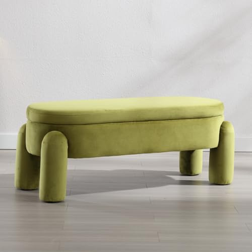 Ya-Home Cassapanca Pouf Panca in Vellutto Contenitore Panca Fondo Letto Cassapanca Contenitore per Camera da Letto/Soggiorno, Verde