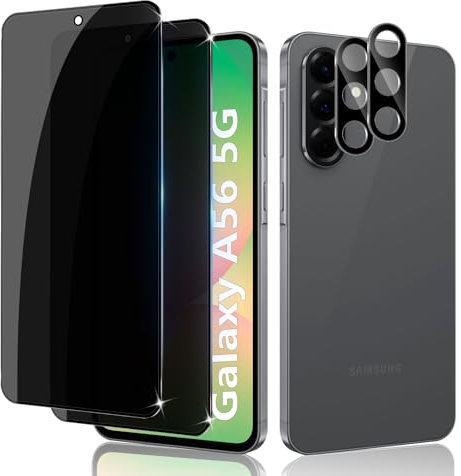 Liilaa Privacy Pellicola Protettiva per Samsung Galaxy A56 5G, [2 + 2 Pezzi] Privacy Vetro Temperato e Pellicola Fotocamera, Anti-Graffio HD Durezza 9H Anti Spy Protezione Schermo