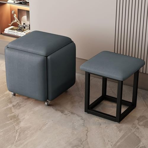 XCNSHIDY Sgabello combinato 5 in 1, impilabile, per interni, salvaspazio, elegante e multifunzione (E,45 x 45 cm)