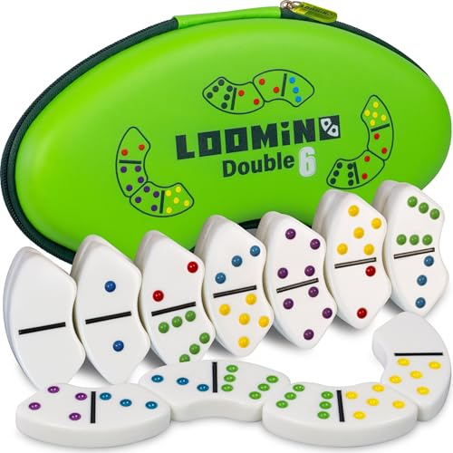 Queensell Dominoes Set for Kids and Adults - New Generation of Dominoes Game - Family Board Game for Kids and Adults - Loomino