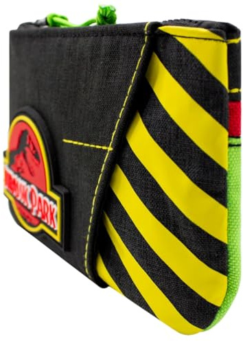 Attention Iconique Jurassic T-Rex Dinosaure Park Emblème Porte-Monnaie/Portefeuille Fermeture Éclair Poche à Monnaie Pochette, Noir