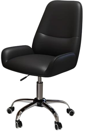 Kontorsstolar I Konstläder Med Svängfunktion Datastol Med Hög Rygg Och Mobila Hjul, Besöksstol För Konferensrum(Black,Sliver Legs)