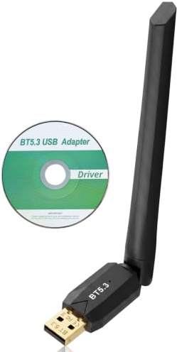 Clé USB WiFi avec 5dBi Antenne sans Fil, Adaptateur Bluetooth USB pour PC, Multi-Directional Bluetooth 5.3 Antenne Dongle, WiFi Adaptateur pour Windows 11/10/8.1/7/Linux/Casque, Grande Portée 150M