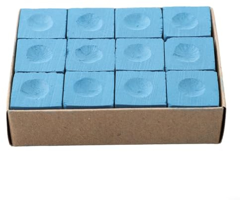 Paquete de 12 cubos de tiza de billar azules para billar y billar para tacos, suministros a granel para mejorar el agarre de la punta y reducir los errores en juegos de mesa con diseño de fórmula