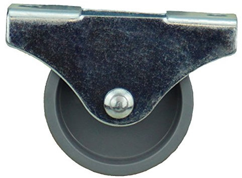 Dörner + Helmer Rueda fija para muebles, 15 mm x 14 mm, capacidad de carga de 20 kg, pequeña, rueda de plástico, fijación direccional, acero galvanizado