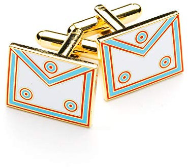 The Masonic Collection - Mark Degree Master Mason Schürze Manschettenknöpfe für Herren – vergoldet – Lieferung in Manschettenknopf-Box/Samtbeutel – Qualität Freimaurer Geschenke für Männer,