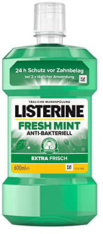 LISTERINE Fresh Mint (600 ml), antibakterielle Mundspülung mit ätherischen Ölen für einen frischen Atem