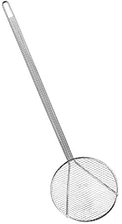 Tradineur - Espumadera de acero inoxidable 41 x 12 cm, paleta de cocina con malla metálica para patatas fritas con agujero para colgar, apta para lavavajillas