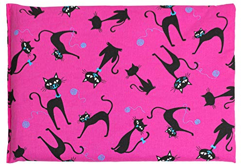 Coussin d'épeautre pour micro-ondes et four Rose 30 x 20 cm Design: chat noir - fuchsia