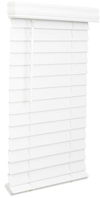 LOTUS & WINDOWARE 2.5-inch Cordless Faux Wood Blind, Plantation Style, 23 Wide x 24 Long, Smooth, Bright White – for Living Room, Bedroom, Interior Door Windows