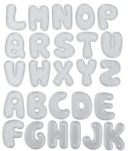 Amaxiu Alphabet Stanzformen,26 Buchstabe Stirbt Metall Stanzschablone Buchstaben Karbonstahl Prägeschablonen für Scrapbook Karten Album DIY Handwerk Halloween Weihnachten(Uppercase Letter)