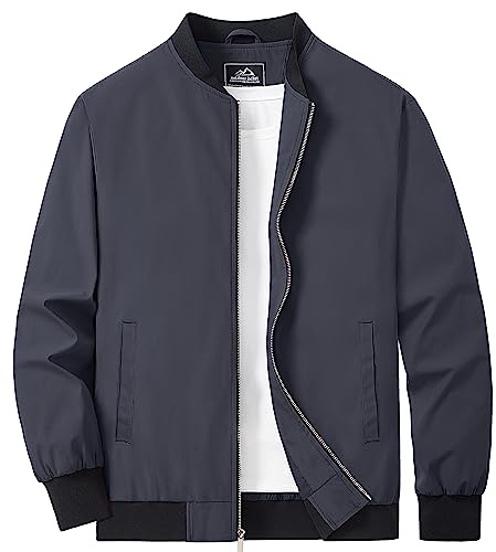 MAGCOMSEN Chaqueta bomber para hombre ligera con cremallera completa cortavientos casual