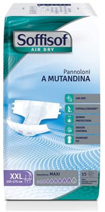 SOFFISOF - Pannolini Air Dry, traspirante, per incontinenza alta, taglia XXL, 4 scatole da 15, 36712