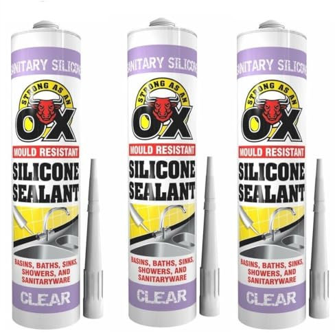 3 X Cartridge Silicone Sealant - Easy to Apply Indoor & Outdoor Multi-Use - All-Purpose Acrylic - White, Clear, Black, Brown - Mould Resistant (300ml)