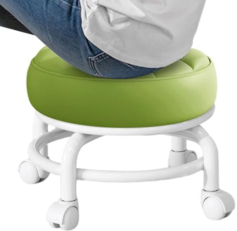 Låg rund rullpall | Rullstol med låg höjd | 360° rullande pedikyrpall | rullande pall med hjul | Liten pall med universella möbelhjul för hem, garage, butik, fitness, sport