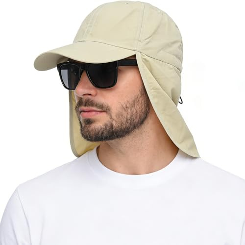 EINSKEY UPF 50+ vattentät solhatt – packbar unisex basebollkeps med nackflik för strand, golf, vandring, fiske och löpning, BEIgE, one size