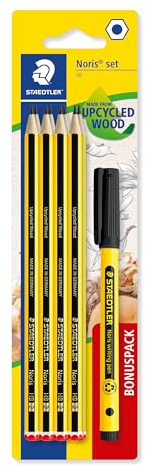 STAEDTLER HB Drawing Pencils - for Sketching - Noris School - Includes 8 HB Pencils & Black Handwriting Pen - Set of 9, 120 SBK8P2
