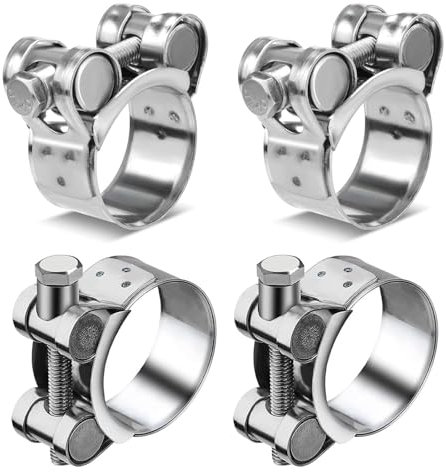 Abrazadera de perno Articulado, Rango de Sujeción 26-28 mm, 4 Piezas Abrazaderas de perno de acero Inoxidable, Abrazaderas de Acero Inoxidable, Abrazaderas Metalicas Para Tubos, para Jardines, Casas