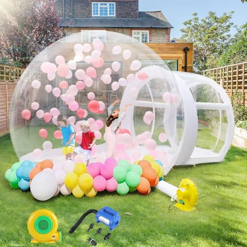 Casa de burbujas inflable de 10 pies, cúpula de burbuja hinchable con ventilador de 750 W y bomba de aire de 600 W, tienda de burbujas de PVC inflable para cumpleaños, fiestas, Navidad, bodas, camping