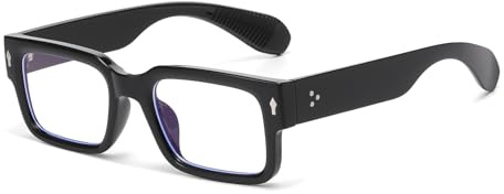LJCZKA Occhiali Luce Blu Quadrati Uomo Donna Montatura Occhiali da Vista Quadrato Spessa Occhiali Anti Luce Blu Anti Affaticamento per Computer Gioco (Nero, 0.0, x)