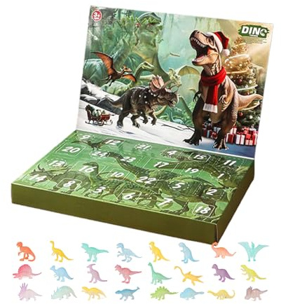 Adventskalender för barn, 24 dagar nedräkningskalender med dinosauriefigurer - heminredning för sovrum kontor klassrum | Thanksgiving Counter-present