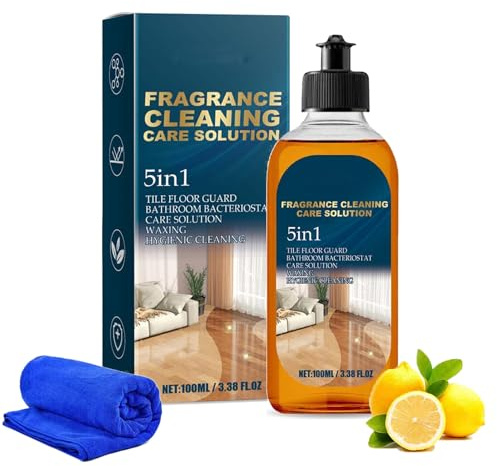 Fragrance Cleaning Care Solution 5 en 1, limpiador de suelos, 5 en 1, limpiador de suelos de madera, abrillantador y restaurador para un brillo duradero (1, 100 ml)