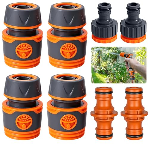 4 Stück Schlauchverbinder 1/2 zoll, Gartenschlauch Verbindungsstück, Mit 2 Wasserhahn Adapter und 2 Kupplungs, für Wasserhahn, Gartenschlauch, Gartenbewässerung, Autowäsche