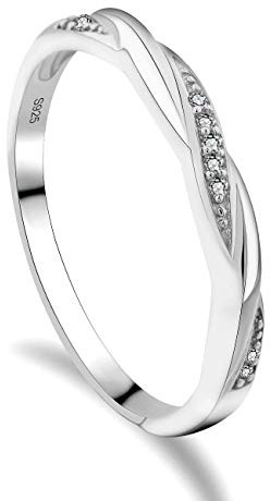 GULICX Bagues de Fiançailles Argent Alliance en Argent S925 Spirale Avec Zircon Pour Femme
