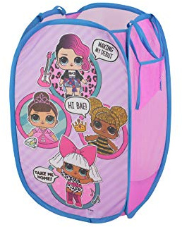 LOL Surprise Pop Up Laundry Hamper,Pink Kids Clothes Storage with Durable Carry Handles, 21 H x 13.5 W x 13.5 L