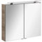 FACKELMANN LED Spiegelschrank Luxor/Badschrank mit Soft-Close-System/Maße (B x H x T): ca. 80 x 68 x 16 cm/Schrank fürs Bad mit Spiegel und LED-Aufsatzleuchte / 2 Türen/Korpus: Braun hell