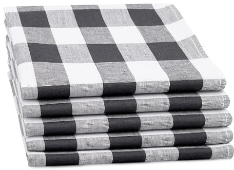 ZOLLNER 5er Set Geschirrtücher Mischgewebe in 50x70 cm - saugstarke und strapazierfähige Küchentücher in schwarz weiß kariert - waschbar bis 60°C - Gastronomiequalität - Oeko Tex® Zertifiziert