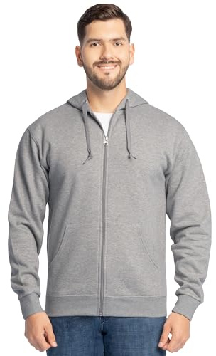 Fruit of the Loom Men's Eversoft Fleece Sweatshirts & Hoodies, Moisture Wicking & Breathable, Sizes S-4X, Full Zip-Grey Heather, X-Large