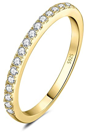 JewelryPalace Modesmycken Klassisk Stapelring Med Zirkonia Evighetsring För Damer Smal, Vigselringar För Damer Silver 925 Vigselringar Bröllopsbandring, Smycken För Kvinnor Med Sten