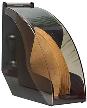 kaffee Filtertütenhalter,Lagerung Kaffeefilter Ständer mit Staubdichte Abdeckung,Kaffeefilterhalter Holz/Acryl Filterpapier Box,Passend für Konische und Fächerförmige Kaffeefilterpapiere (Schwarz)