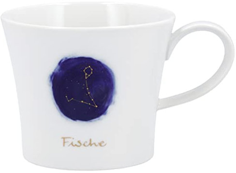 KPM BERLIN Frühstückstasse Sternzeichen FISCHE, Porzellan Tasse, Frühstückstasse, Kaffeetasse, handmade im Geschenkkarton (FISCHE)