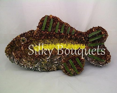 Silky Bouquets Fish Shaped Funeral Flower Artificial Silk Tribute Gone Fishing Memorial Wreath