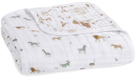 aden + anais 100% Organic Cotton Muslin Baby Blanket Crib Bedding for Newborn Baby and Toddler, Nursery Blanket for Boys and Girls, Baby Registry and Shower Gift, Safari Dreams