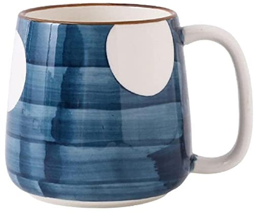 eKsdf Tazza da caffè in ceramica, smaltata, in porcellana, dipinta a mano, 400 ml, in ceramica, moderna, con manico, idea regalo (blu)