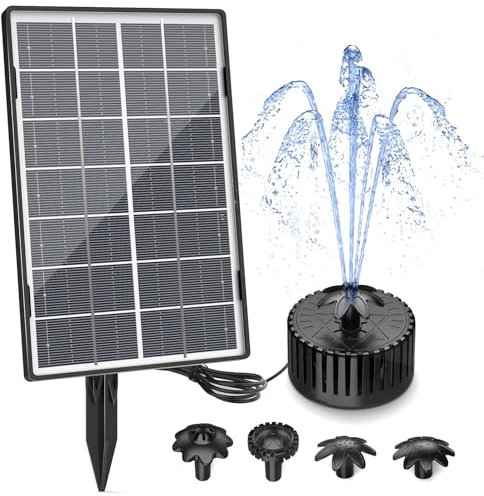 AISITIN Solar Springbrunnen für Außen 3,5W, Upgraded Glas Solarbrunnen für Draussen, Solar Wasserpumpe mit 3M Kabel, mit 4 DIY Fontänenstile, Solar Fontäne Pumpe für Garten,Vogelbad,DIY Wasserspiele