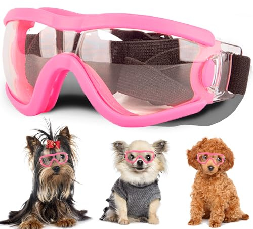 Small Dog Sunglasses with Adjustable Strap UV Protection, Winproof Puppy Sunglasses, Suitable for Dogs Eyes Protection，Soft Dog Goggles