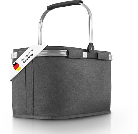 Selinchen® - Premium Einkaufskorb | Hochwertige Einkaufstasche faltbar und mit Aluminium Griff | Ideal als eleganter Picknickkorb oder Shopper | 30 Liter (Grey) - New