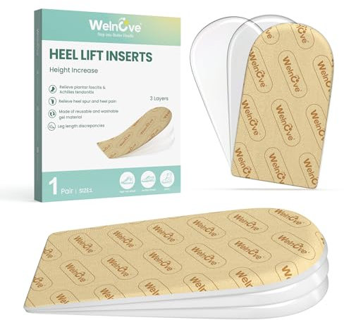Taloneras Fascitis Plantar - Welnove Taloneras Silicona - Espaciadores de gel para aliviar el dolor de talón, espolones calcáneos（Beige，3 Layers: S）