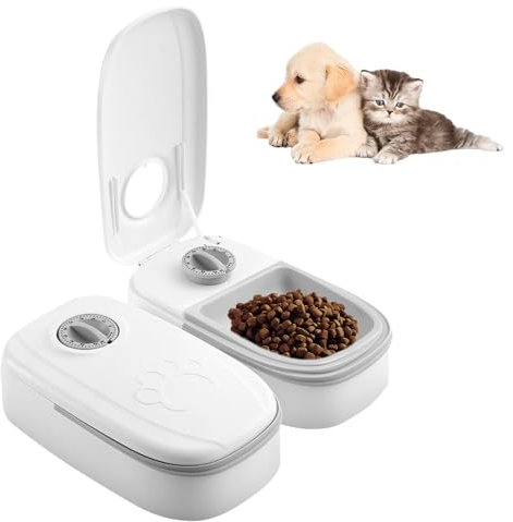 AVCXEC 2 Meal Automatic Cat Feeder, Automatic Pet Feeder, Cat Feeder automatic with Timer, for Use with Wet and Dry Food, for Cats and Small Dogs