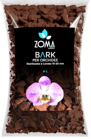 ZOMA GARDEN - Bark pour orchidées Premium - Écorce naturelle pour orchidées - Lavée, Stérilisée, 100% écologique - 6L (15/20MM)