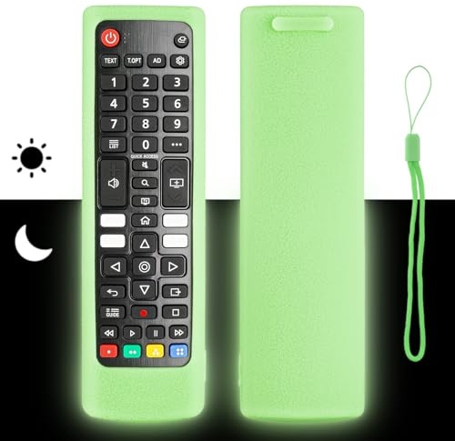 Funda para Mando a Distancia de Silicona Compatible con LG AKB74915324 AKB76037605 AKB74475481 AKB75375608 TV Mando a Distancia Cubierta Protectora a Prueba de Choques con Cordón (Verde Fluorescente)