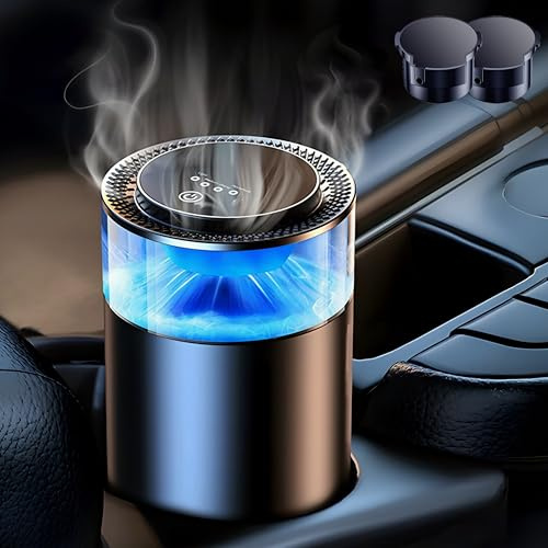 2025 Difusor de Perfume para Ambientador Coche Inspirado Cascadas con 2 Perfumes Franceses (Colonia & Marino), Auto ON/OFF, Nebulizador Ultrasónico, 4 Modos, YWK-1